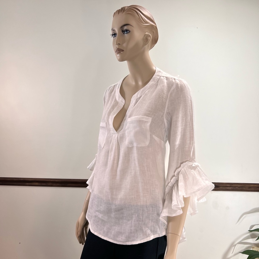 INC white linen tunic style top.